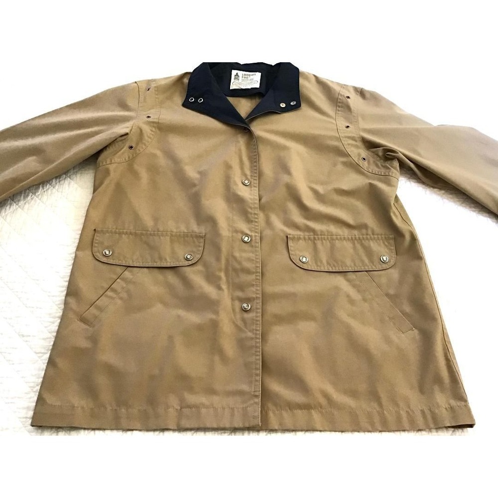VTG London Fog Size 12 Tan & Navy Blue Raincoat Jacket Boat Vacation Utility - Picture 9 of 15